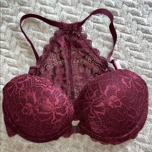Victorias Secret Lace Halter Bralette - Burgundy